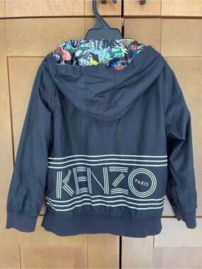 KENZO Boys Reversible Windbreaker Hooded Zip Jacket Navy/Multicolor Size 4T-5
